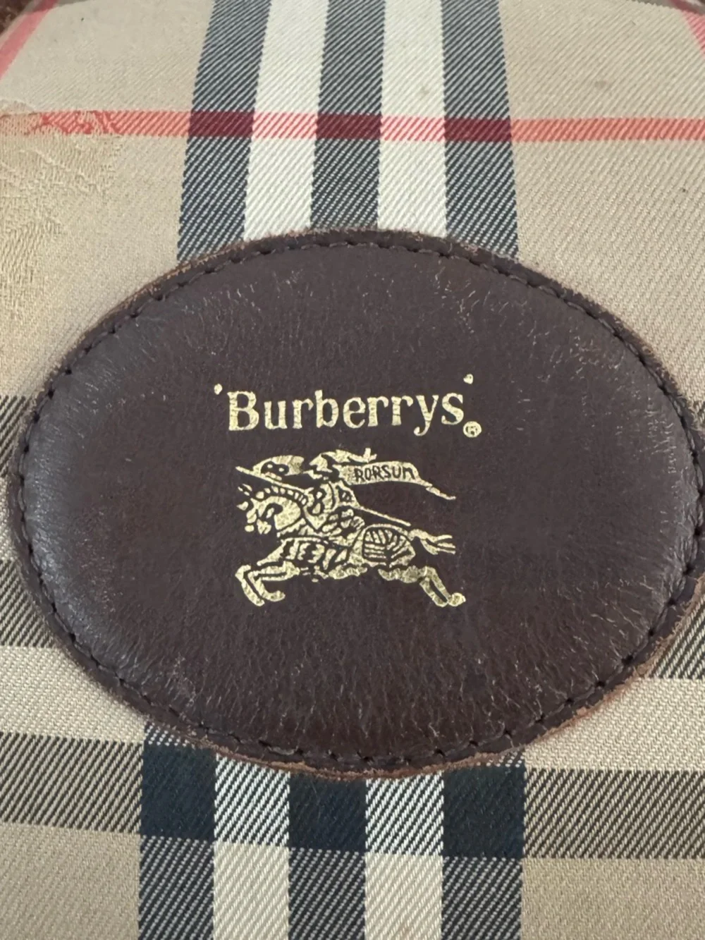 BURBERRYS Vintage Nova Check Travel Duffel Leather Lined Bag EUC